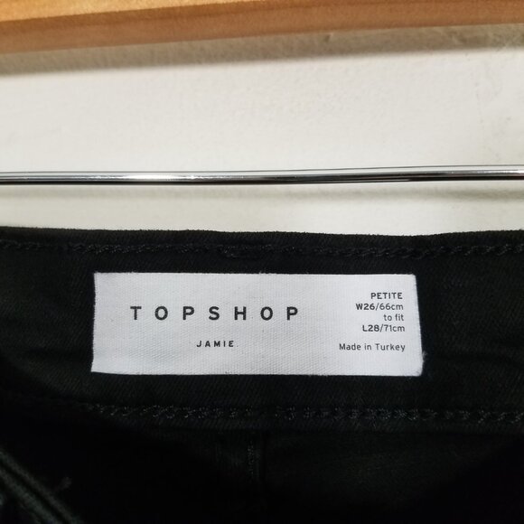Topshop Petite JAMIE Distressed Stretch Jeans Black Size 26 Petite - Picture 4 of 7